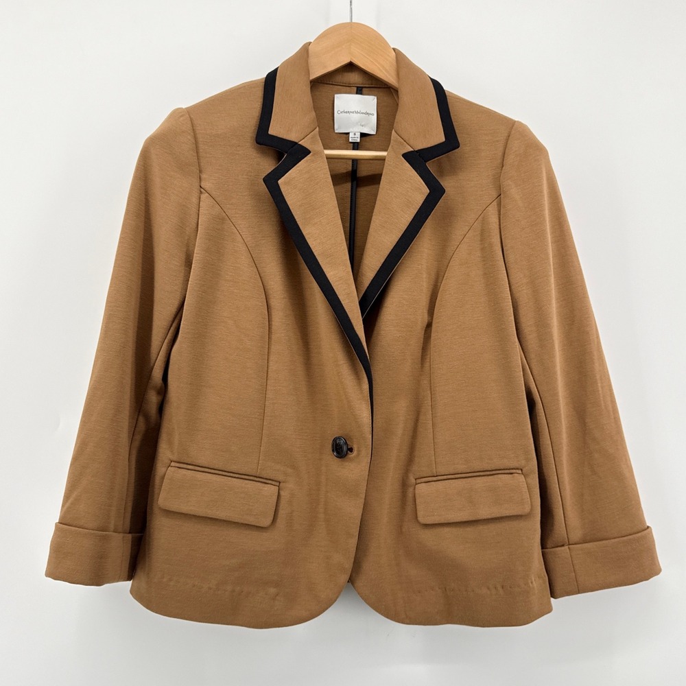 Catherine Malandrino Black Trim Blazer in Camel Womens Size Small Jacket‎ Chic